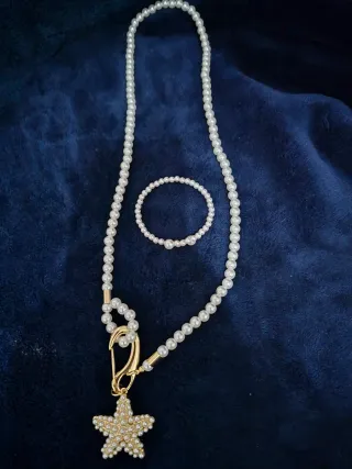 Collar y pulsera perlas con estrella