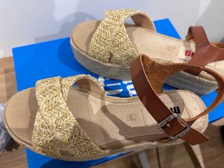 Sandalias Mustang Rafia Beige y Marrón