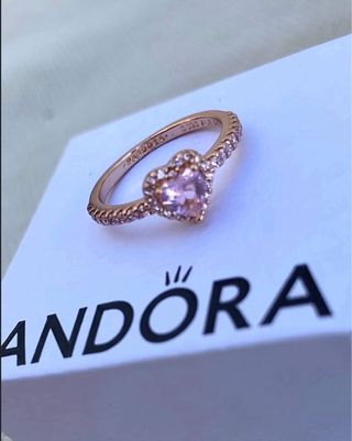 Anillo Pandora Corazón Rosa