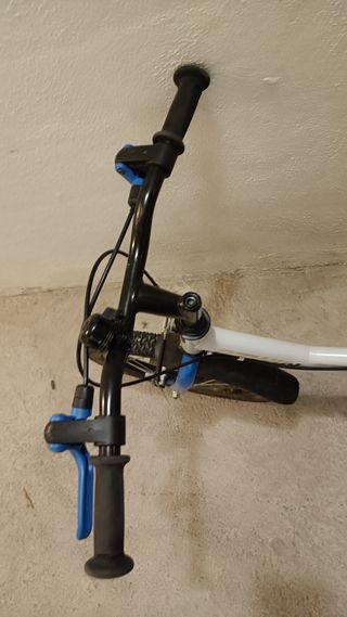 Bicicleta infantil blanca y azul