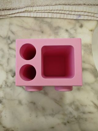 Porta spazzolino rosa stile Lego