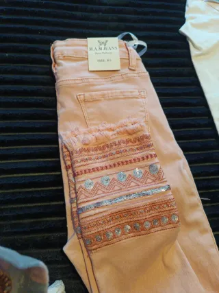 Vaqueros M.A.M JEANS rosa talla XS