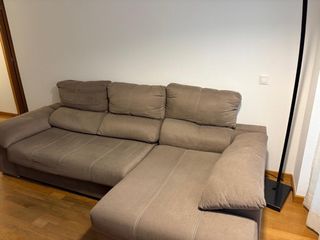 Sofá Chaiselongue Beige/Marrón