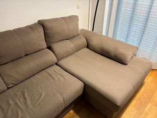 Sofá Chaiselongue Beige/Marrón