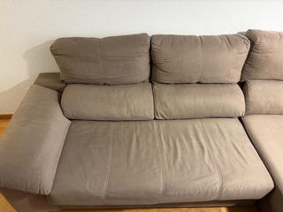 Sofá Chaiselongue Beige/Marrón