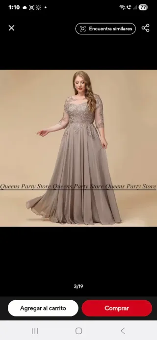 Vestido de fiesta beige y dorado