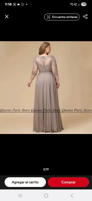 Vestido de fiesta beige y dorado