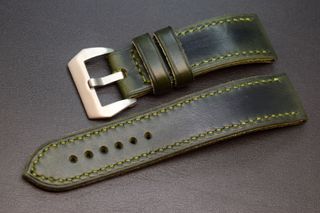 Correa de reloj verde de piel Hecho a mano