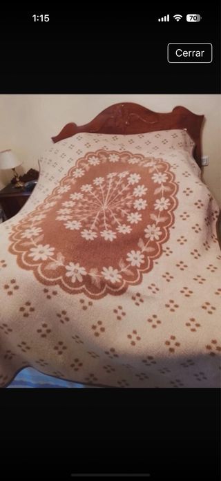 Manta lana grande Manterol beige/marrón