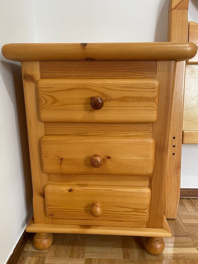 Cabecero + 2 mesillas de madera maciza -cama 110cm