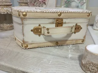 Maleta Decorativa Vintage Rosa Madera