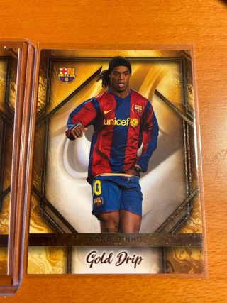 Pack Cartas FCB Gold Drip Messi, Ronaldinho, Lamin