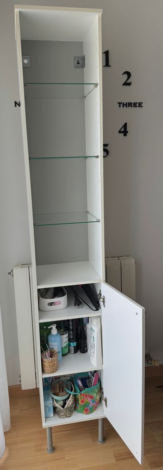 Mueble columna baño blanco cristal