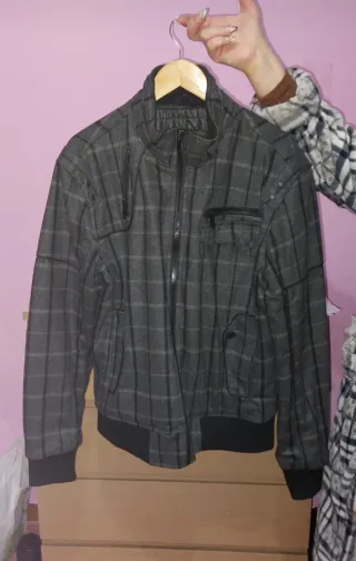Chaqueta hombre cuadros gris y negro