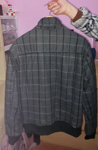 Chaqueta hombre cuadros gris y negro