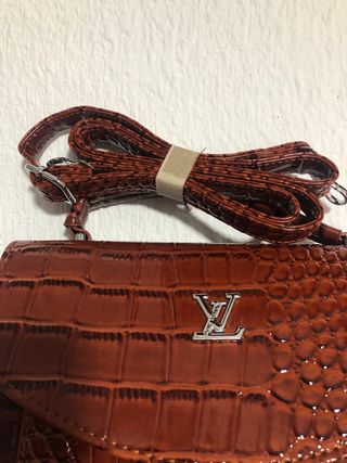 Bolso Cocodrilo Marrón Dorado