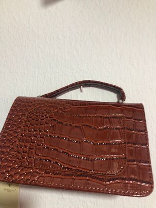 Bolso Cocodrilo Marrón Dorado