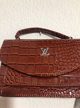Bolso Cocodrilo Marrón Dorado