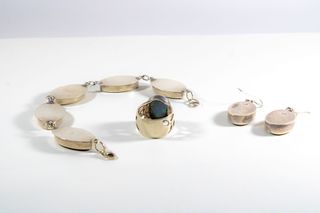 Conjunto de joyería vintage plata y abulón