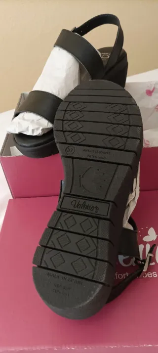 Sandalias Valeria Piel Negras Talla 37