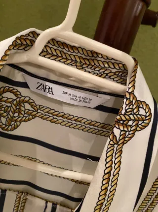 Camisa Zara Rayas Nudos Marineros Talla M