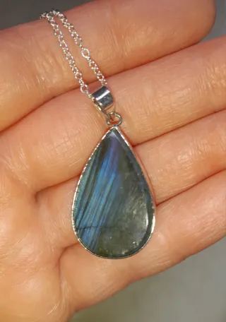 Colgante Labradorita con Cadena Plata