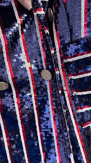 Blazer Giacca Paillettes Blu, Rosso con tasche