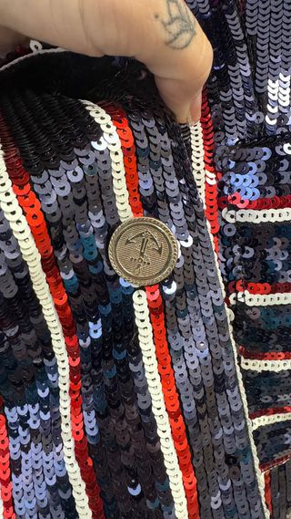 Blazer Giacca Paillettes Blu, Rosso con tasche