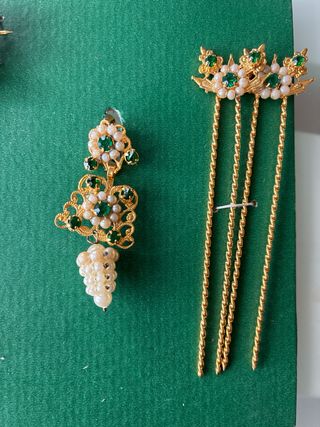 Aderezo Fallera Niña Oro y Verde