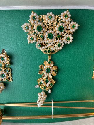 Aderezo Fallera Niña Oro y Verde