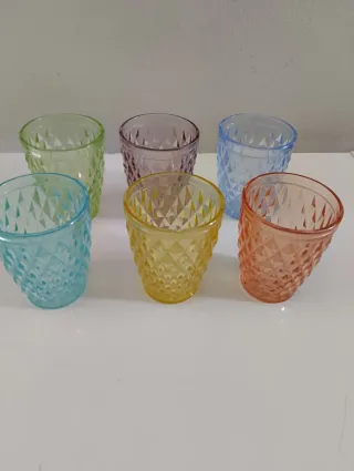 Set 6 Bicchieri Vetro Colorati