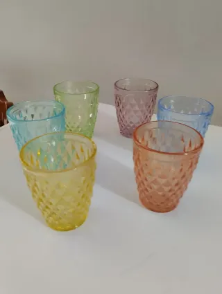 Set 6 Bicchieri Vetro Colorati