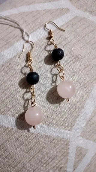 Orecchini quarzo e pietra vulcanica