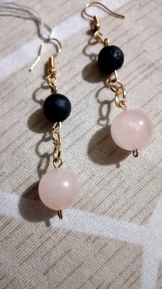 Orecchini quarzo e pietra vulcanica