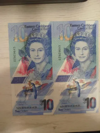 2 Banconote da 10 del Caribe