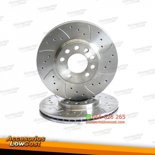 KIT DE 2 DISCOS DE FRENO PERFORADOS Y RANURADOS 2