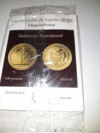 Reproducción baño oro puro Isabel II 100 reales