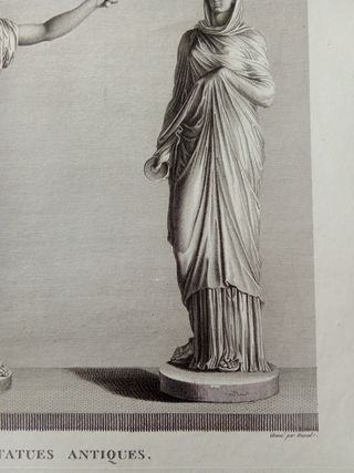 Incisione Mongez - Statua Urania e Vesta - Bertaux