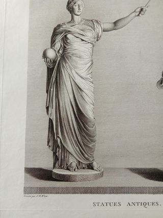 Incisione Mongez - Statua Urania e Vesta - Bertaux
