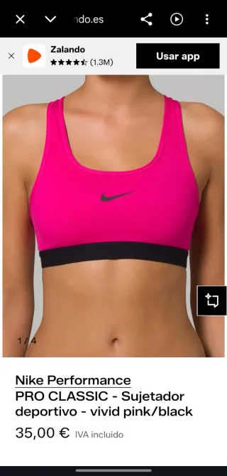 Top deportivo Nike rosa