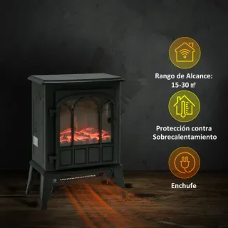 Chimenea Eléctrica Negra 1000W/2000W