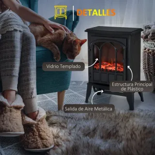 Chimenea Eléctrica Negra 1000W/2000W