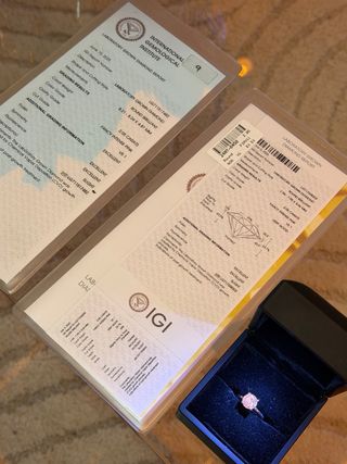 Anillo Diamantes Rosados Oro