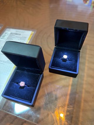 Anillo Diamantes Rosados Oro