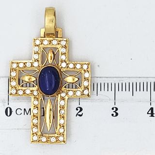 Cruz 18k Oro Lapislázuli y Circonitas