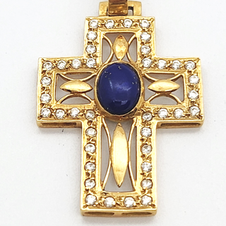 Cruz 18k Oro Lapislázuli y Circonitas