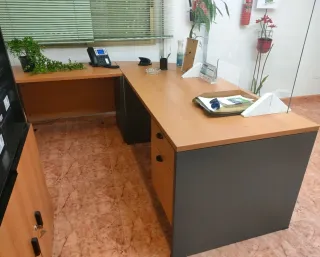 Mesa de escritorio y armario archivador
