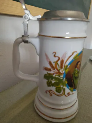 Jarra Alemana Cerámica Tapa Metálica