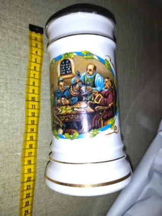 Jarra Alemana Cerámica Tapa Metálica