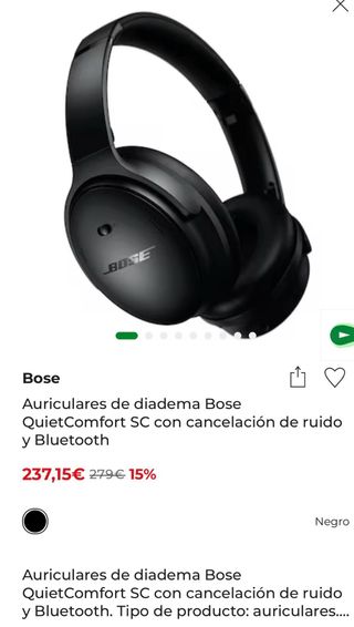 Auriculares Bose QC SC Bluetooth Ruido Negro